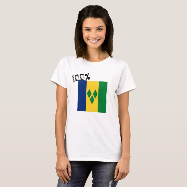Saint Vincent och Grenadinernas Flagga Vincy T Shirt (Hel framsida)