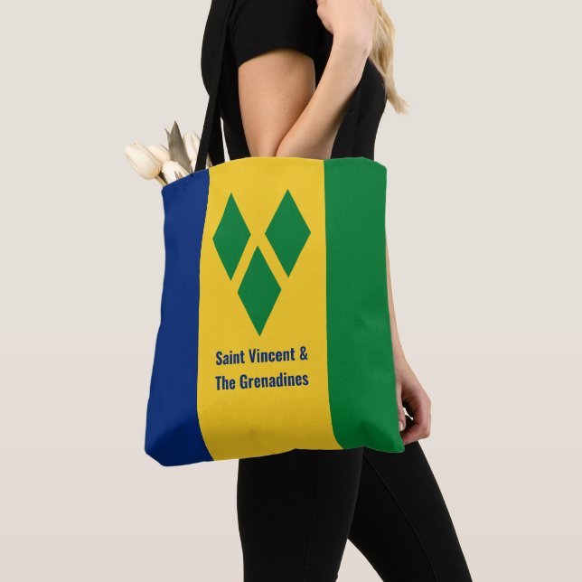 Saint Vincent och Grenadinernas Flagga Vincy Tote  Tygkasse (Närbild)
