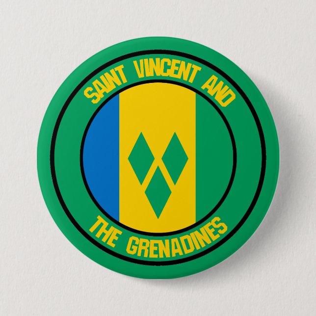 Saint Vincent och Grenadinernas Round Emblem Knapp (Framsida)