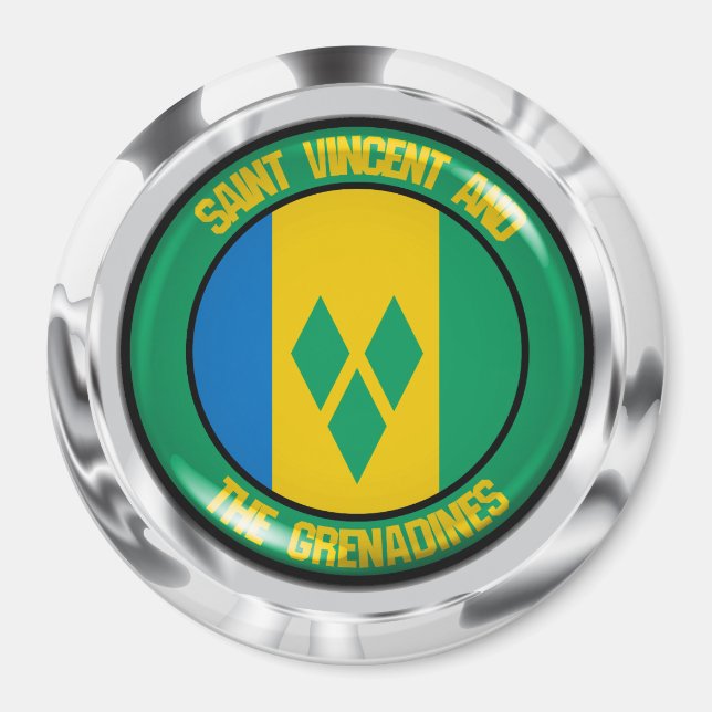 Saint Vincent och Grenadinernas Round Emblem Magnet (Framsidan)