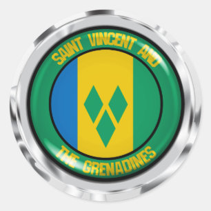 Saint Vincent och Grenadinernas Round Emblem Runt Klistermärke