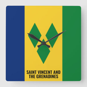 Saint Vincent och Grenadines Flagga Dazzling Fyrkantig Klocka