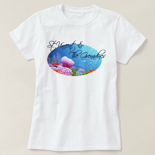 Saint Vincent och Grenadinrevet T Shirt (Design framsida)