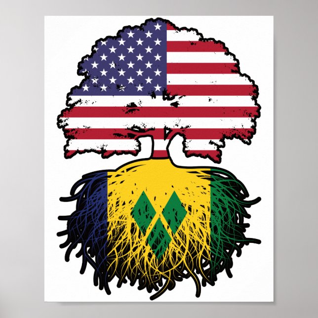 Saint Vincent Vincitan American USA Träd Roots Poster (Framsidan)