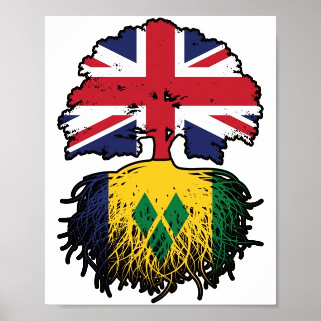 Saint Vincent Vincitan British UK Träd Roots Poster (Framsidan)