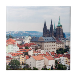 Saint Vitus Cathedral och Prag Cityscape - Tjeckie Kakelplatta