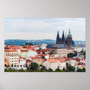 Saint Vitus Cathedral och Prag Cityscape - Tjeckie Poster
