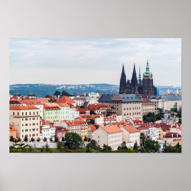 Saint Vitus Cathedral och Prag Cityscape - Tjeckie Poster (Framsidan)