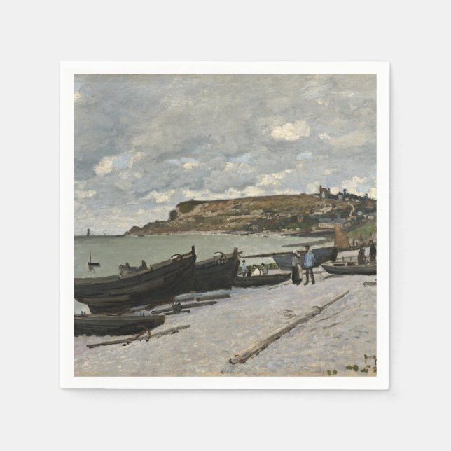 Sainte-Adresse by Monet - Boats Sea Cloudy Himlar Pappersservett (Framsidan)