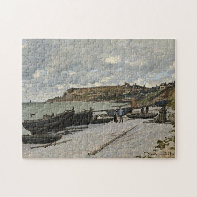 Sainte-Adresse by Monet - Boats Sea Cloudy Himlar Pussel (Horisontell)