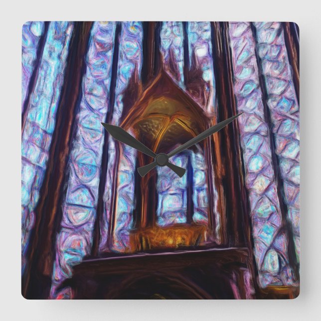 Sainte-Chapelle nedfläckad glass i Paris - Oil Fyrkantig Klocka (Framsida)