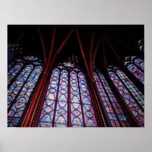 Sainte-Chapelle nedfläckad glass i Paris Photo Poster