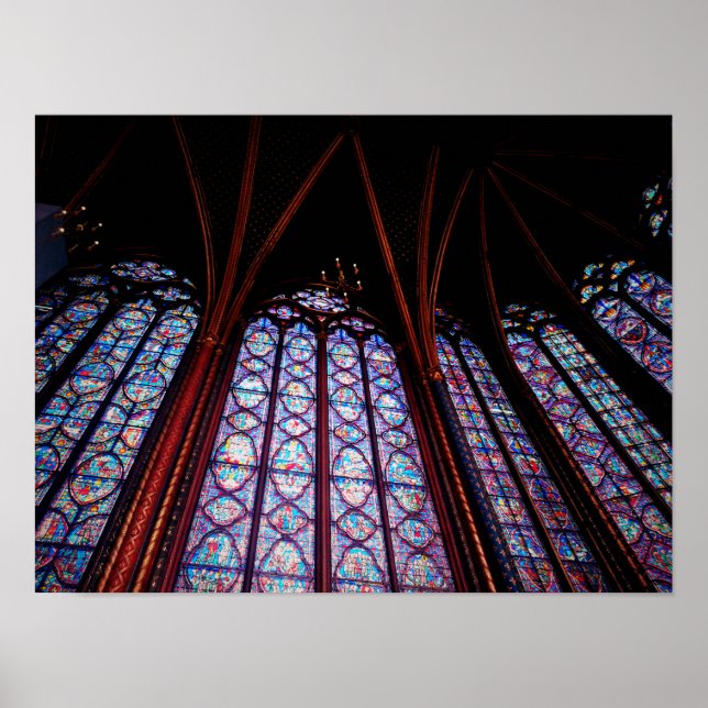 Sainte-Chapelle nedfläckad glass i Paris Photo Poster (Framsidan)