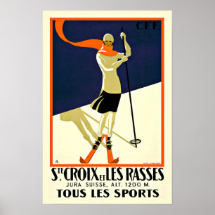 Sainte Croix Les Rasses Ski Sports Poster