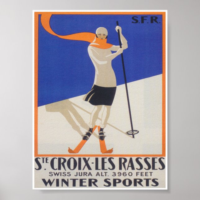 Sainte Croix Schweiz Vintage Ski Poster (Framsidan)
