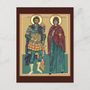 Saints Anastasia och Chrysogonus Prayer Card Vykort