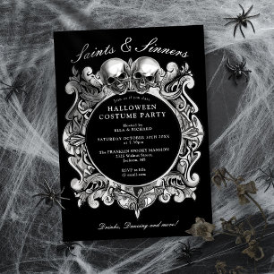 Saints and Sinners Gothic Vuxen Halloween fest Inbjudningar