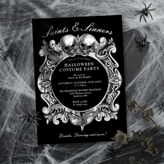Saints and Sinners Gothic Vuxen Halloween fest Inbjudningar (Saints And Sinners Gothic Adult Halloween Party Invitation)