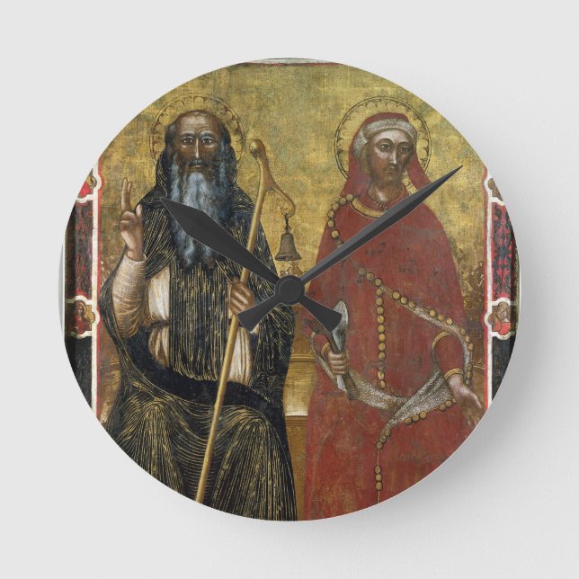 Saints Anthony Abbot och Eligius - Målad processaa Rund Klocka (Framsida)