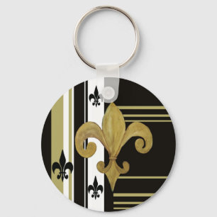 Saints Black och Guld Fleur de lis Nyckelring