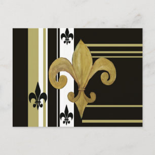 Saints Black och Guld Fleur de lis Vykort