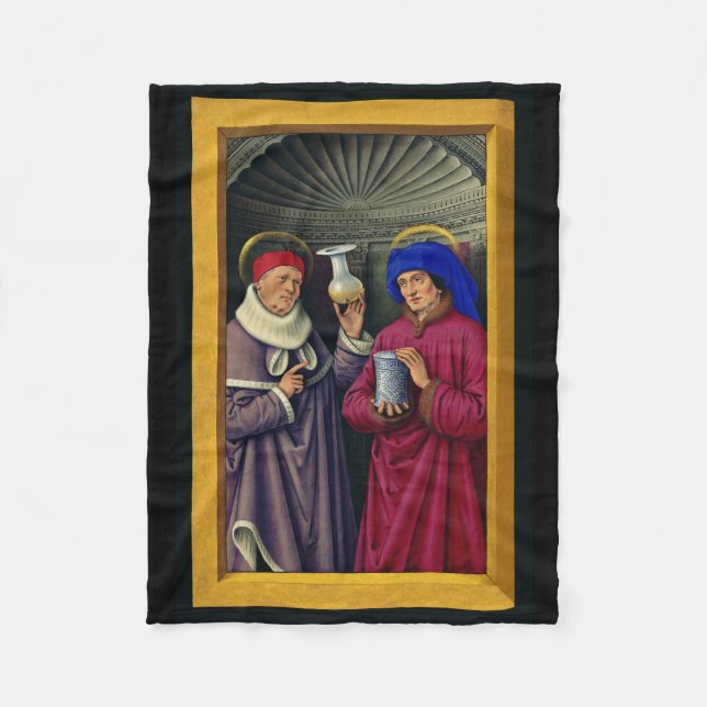 Saints Cosmas och Damian av Jean Bourdichon Fleecefilt (Framsidan)