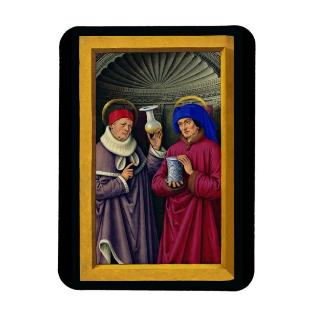 Saints Cosmas och Damian av Jean Bourdichon Magnet (Vertikal)
