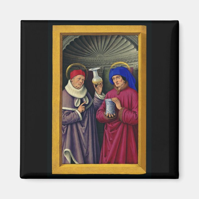 Saints Cosmas och Damian av Jean Bourdichon Magnet (Framsidan)