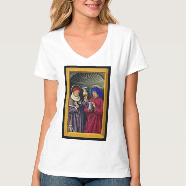 Saints Cosmas och Damian av Jean Bourdichon T Shirt (Framsida)