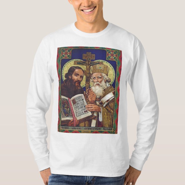 Saints Cyril och Methodius Patrons of Europe T Shirt (Framsida)