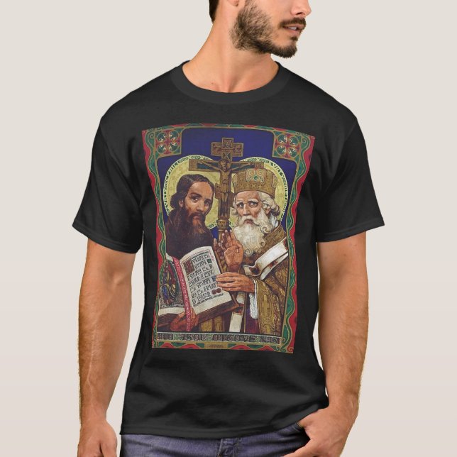 Saints Cyril och Methodius Patrons of Europe T Shirt (Framsida)