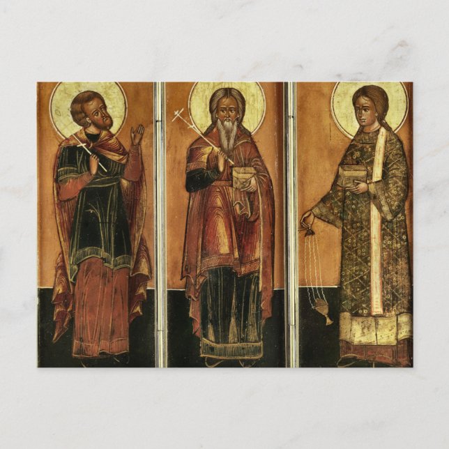 Saints Gurias, Samonas och Abibus Martyrs Icon Vykort (Framsida)