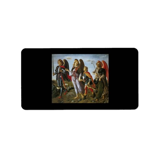 Saints Michael, Gabriel, Raphael med Tobias Adressetikett (Framsidan)