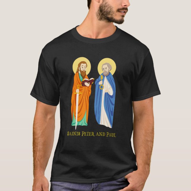 Saints Peter och Paul Catholique Feast Day Nycklar T Shirt (Framsida)