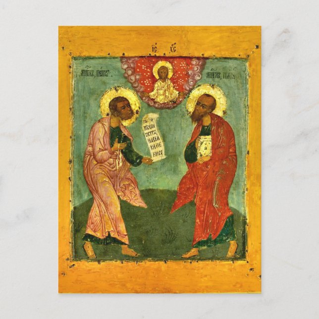 Saints Peter och Paul Orthodox Christian Icon Vykort (Framsida)