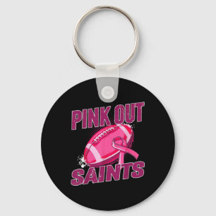 Saints Rosa Out Football Tackle Breast Cancer Nyckelring