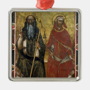 SaintsAnthony Abbot och Eligius - målad behandlin Julgransprydnad Metall