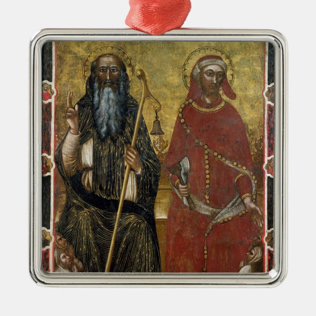 SaintsAnthony Abbot och Eligius - målad behandling Julgransprydnad Metall (Framsidan)