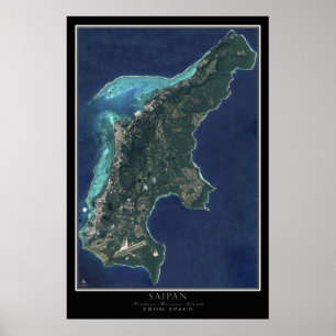 Saipan - Nordmarianerna Satellite Karta Poster
