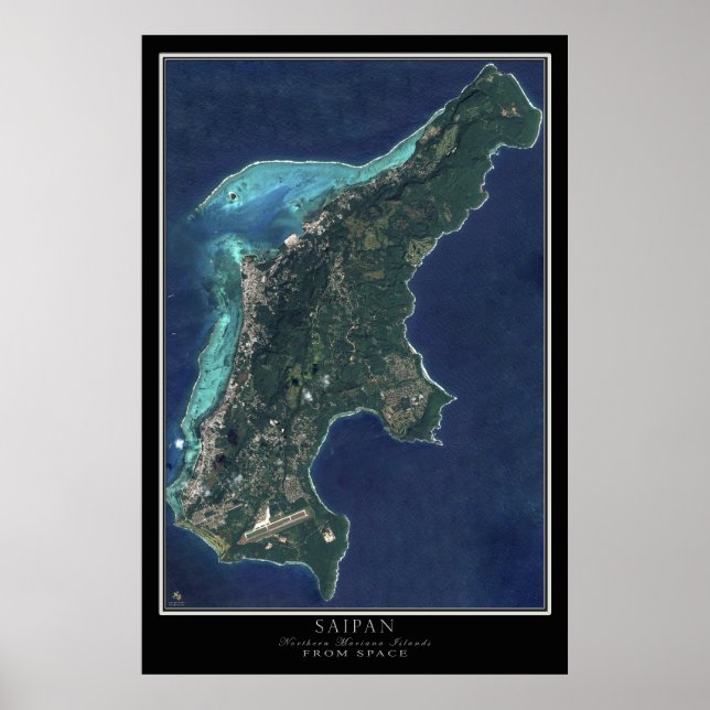 Saipan - Nordmarianerna Satellite Karta Poster (Framsidan)