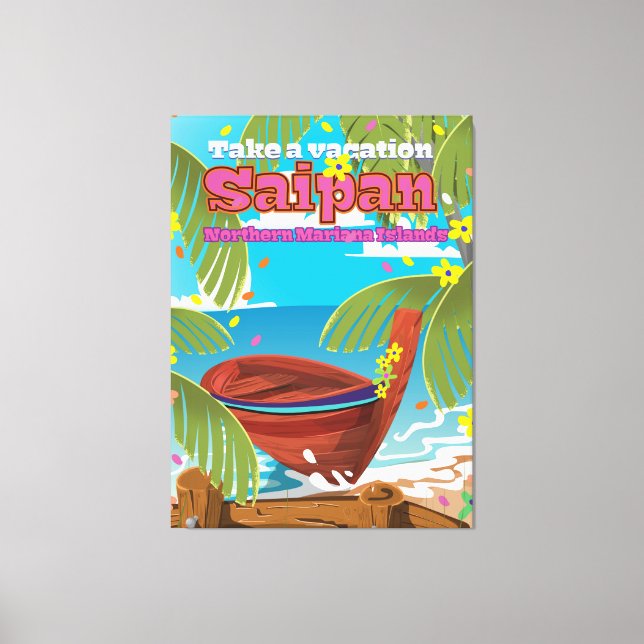 Saipan-ö resa affisch . canvastryck (Framsida)