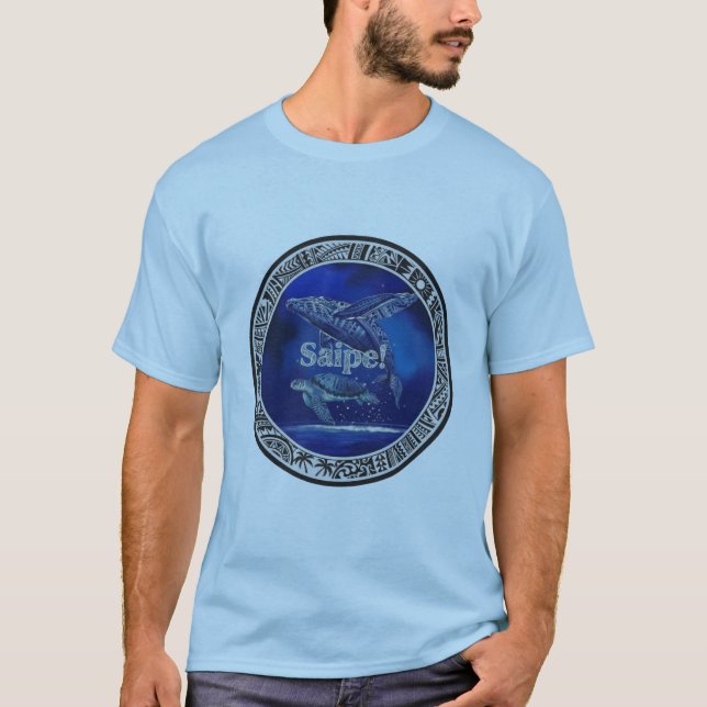 Saipe Tonga Off grid Pacific island whale turtle T Shirt (Framsida)