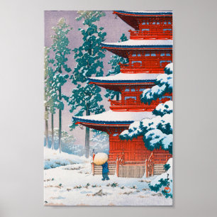 Saishoin Temple i Snö, Hasui Kawase, Woodcut Poster
