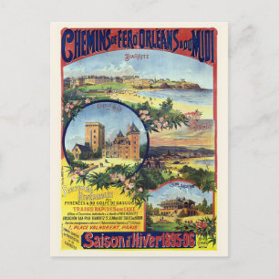 Saison d'hiver 1895/96 Frankrike Vintage affisch Vykort