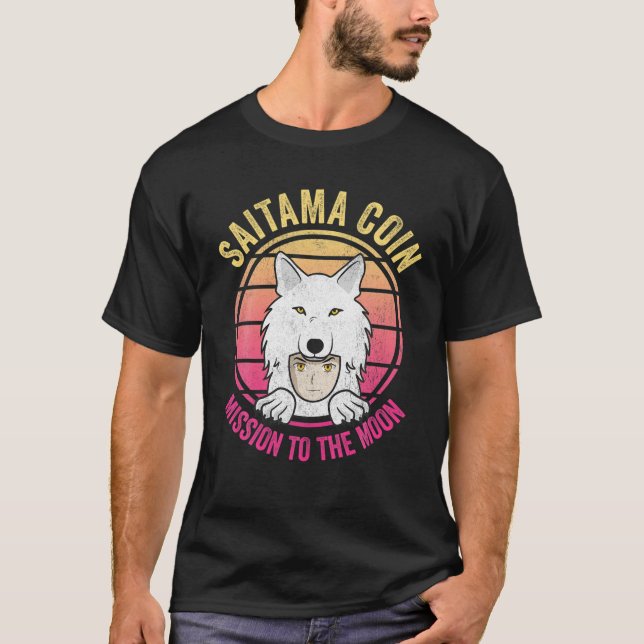 Saitama Coin to Måne Crypto Token Cryptocurren T Shirt (Framsida)