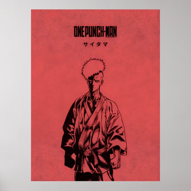 Saitama Manga Style Red Manga Anime OPM Poster (Framsidan)