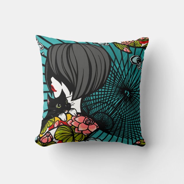 SajuArt Zen "Neko Koi Koi" PillowWe Kudde (Framsida)