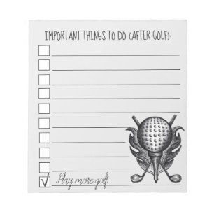 Sak att göra efter Golf Boll Tee Checklist Klubbs Anteckningsblock
