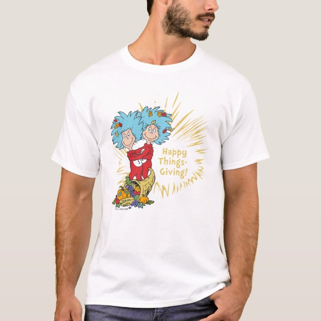 Sak Ett Sak Två Glada Saker-Givande! T Shirt (Framsida)