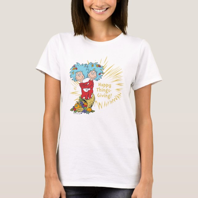 Sak Ett Sak Två Glada Saker-Givande! T Shirt (Framsida)